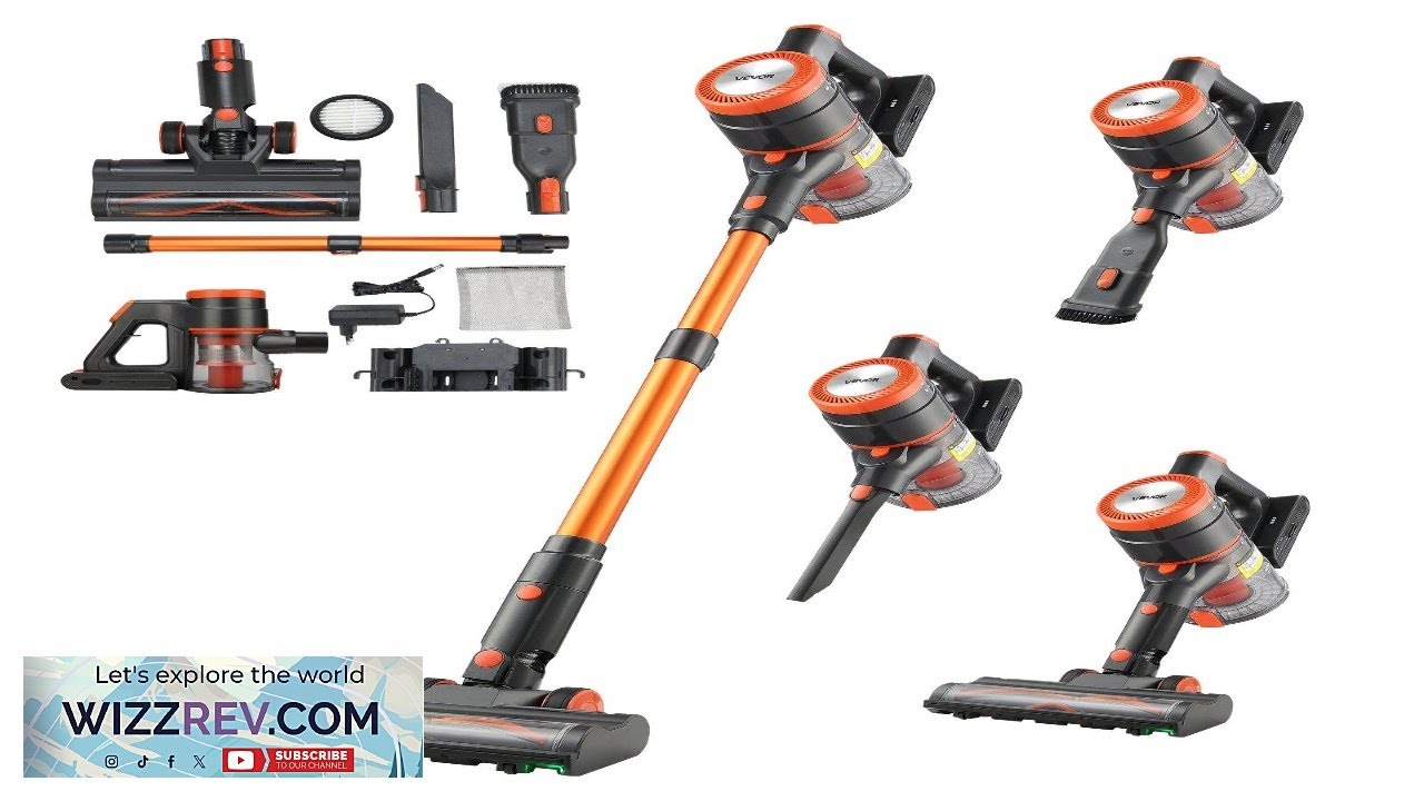 VEVOR Cordless Vacuum Cleaner 40KPA Max Suction Rechargeable Anti Tangle Stick Vacuum