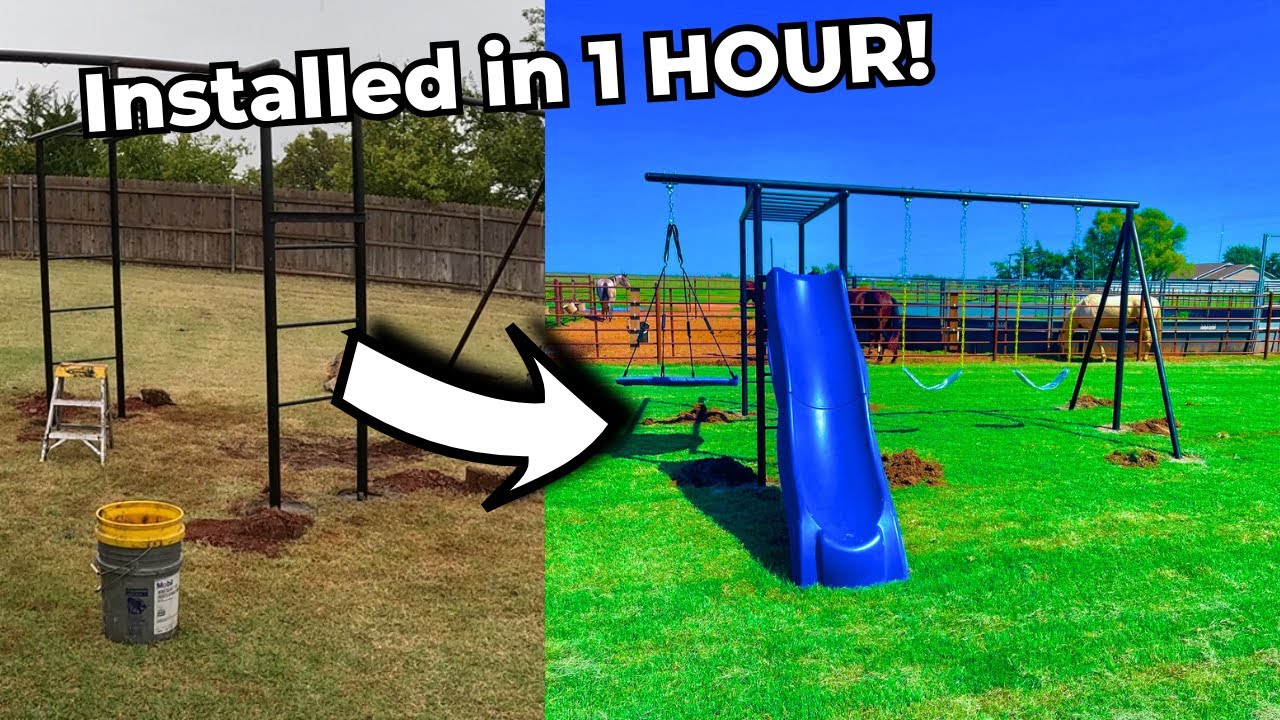 POV: Installing Tall CUSTOM Steel Swing SET Edmond OK.