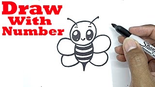 how to draw a bee easy with number 0 drawing with number