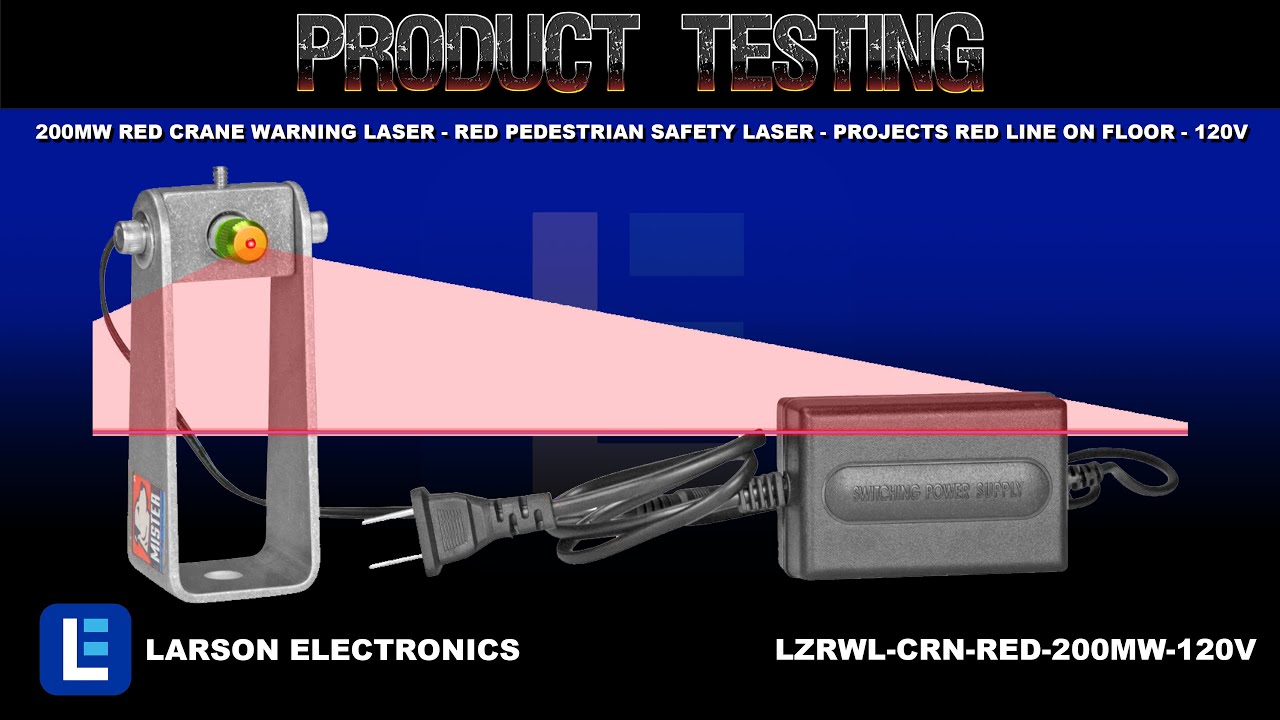 200mW Red Crane Warning Laser - Red Pedestrian Safety Laser - Projects Red Line on Floor - 120V