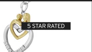 Mother and Child Two-Tone Diamond Accent Heart Pendant Necklace In Sterling   Silver, 18" - Super...
