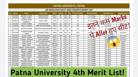 PATNA UNIVERSITY 4TH MERIT LIST DECLARED 🔥