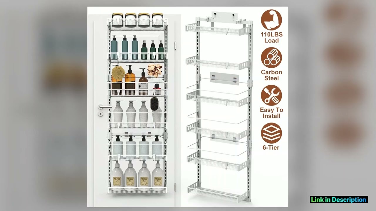 6Tier Over the Door Pantry Organizer Large Metal Door Spice Rack Hanging HeavyDuty Pantry Door