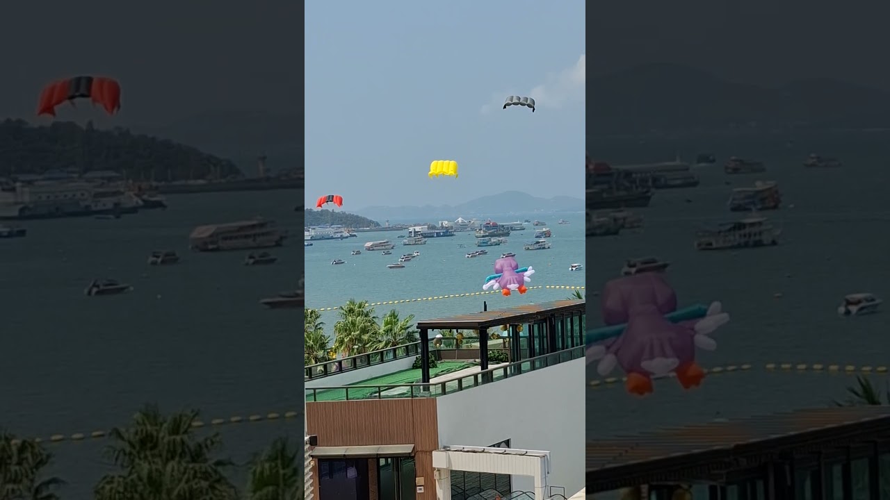Pattaya Beach  and Kite competition from the cafe Black Lemon of Pattaya Central (4th floor)