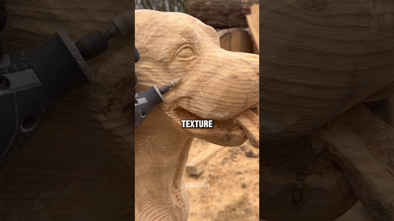 This Guy Carves Stunning Dog Sculptures from Giant Tree Trunks! 🪓🎨