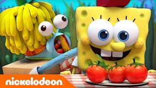 SpongeBob Gives Gary A Kamp Koral Makeover! 🐌 | Nickelodeon Cartoon Universe Resimi