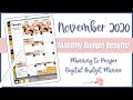 Monthly Budget Results | November 2020 | Planning to Prosper Digital Budget Planner |