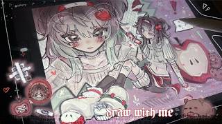 draw with me ⋆˚꩜｡🍎 doodling apple oc ˚.✮🧃ᵎᵎ [procreate] ʚ lofi music ɞ⋆˚꩜ screenshot 2