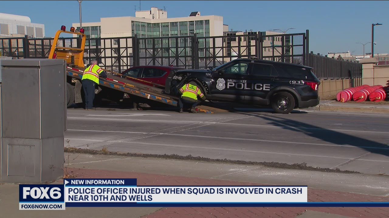 Police officer injured in squad crash | FOX6 News Milwaukee - YouTube
