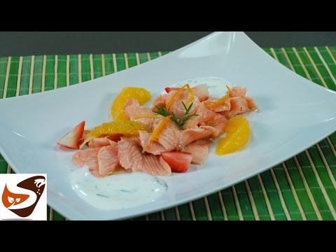 Carpaccio di salmone marinato agli agrumi - antipasti di pesce (salmon carpaccio recipe)