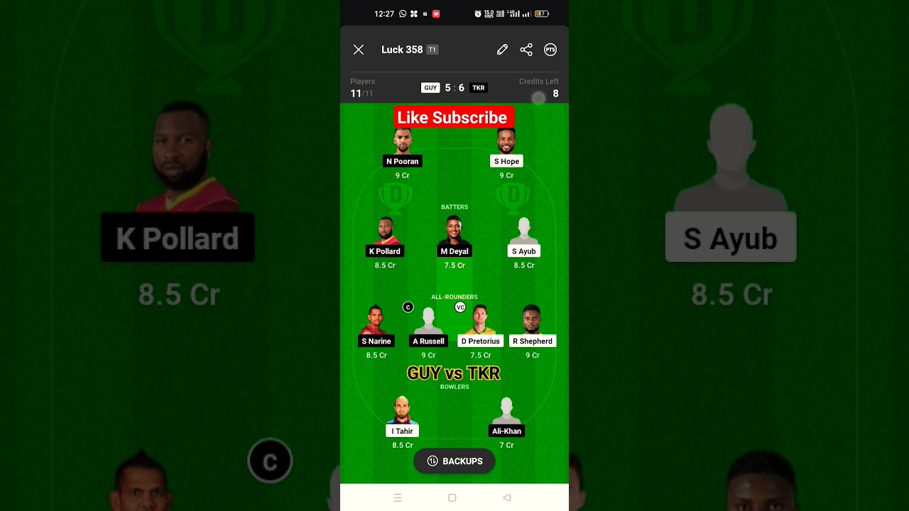 GUY vs TKR Dream 11|GUY vs TKR Dream 11 Prediction|guyana amazon warriors vs trinbago knights riders