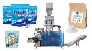 Automatic Dishwashing Powder Stand-up Pouch Filling Sealing Machine with Spoon Feeding Machine
