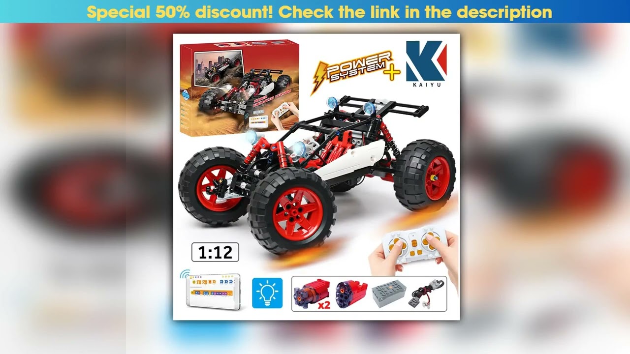 KAIYU 366PCS LED City RC Car MOC Building Blocks APP Remote Control Programming Offroad Vehicle