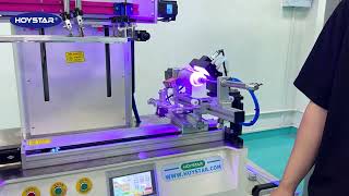 Print 2 Color Plastic Cups, the Screen Printing Machine with UV Curing Device