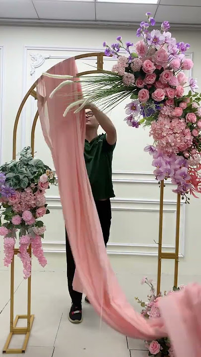 Pink Rose arch decor Hang Floral Row Wedding Backdrop Floor Floral Arrangement #floraldesign #diy
