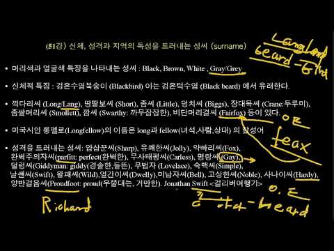 (51강) 성격, 신체의 특징, 직업을 나타내는 성씨 (이동일 교수): Surname representing personality, physical characteristics