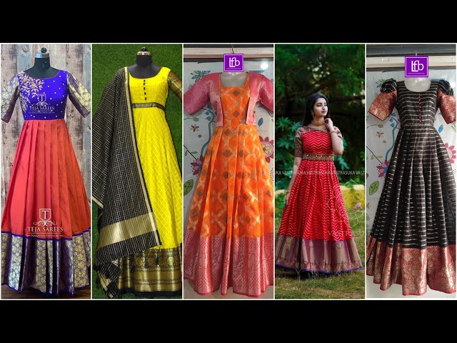 Image result for pattu long frocks | Long gown design, Indian gowns  dresses, Designer dresses