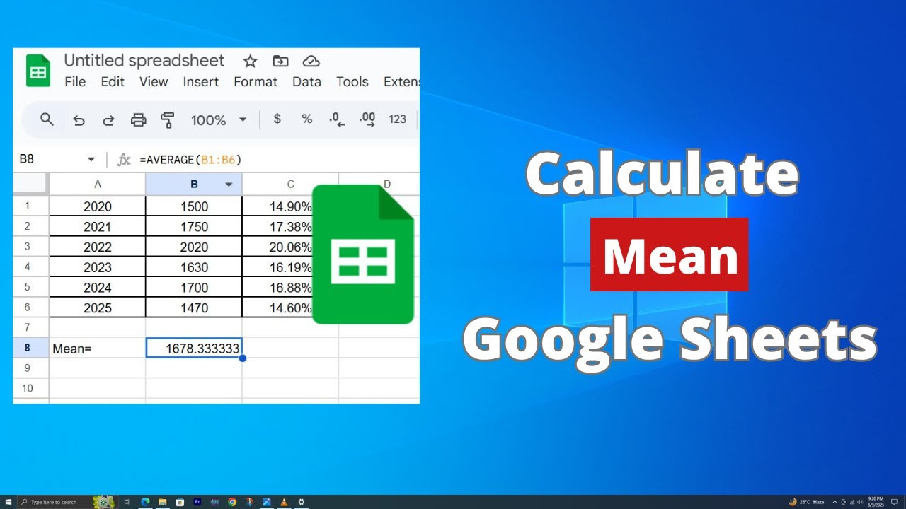 How to Calculate the Mean in Google Sheets - YouTube