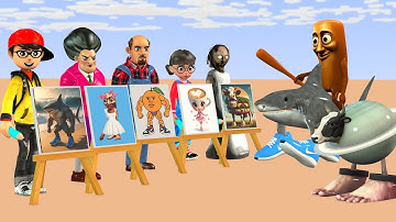 Scary Teacher 3D vs Squid Game Drawing Tung Tung Tung Sahur Italian Brainrot Animals Challenge