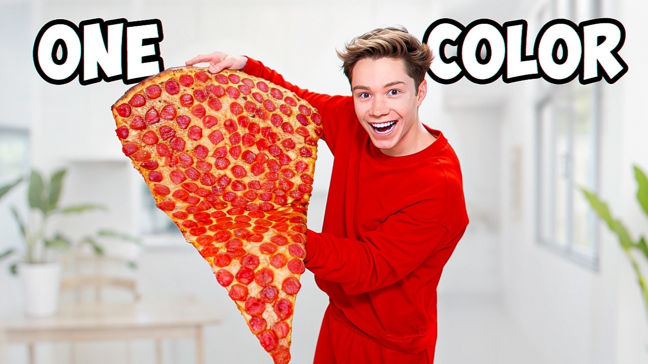 EATING ONE COLOR GIANT VS  TINY FOOD FOR 24 HOURS!