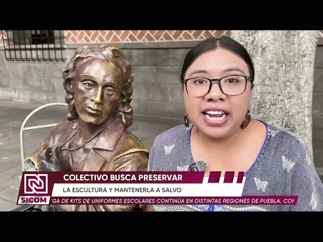 🗿 Vandalizan nuevamente escultura de Elena Garro frente al Edificio Carolino | SICOM Noticias