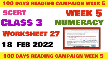 Class 3 Maths Numeracy Week 5 worksheet 27 maths  सप्ताह 5 उत्तरसहित  class3 Reading Campaign week 5