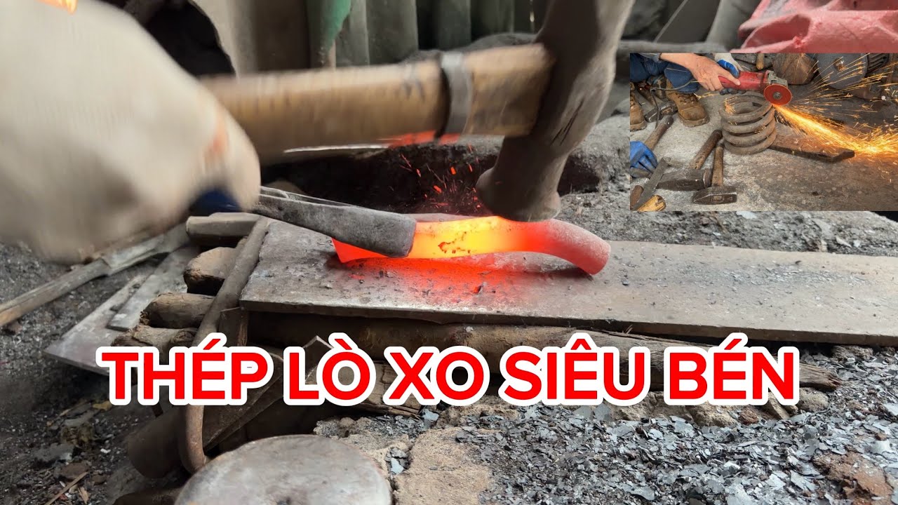 Rèn bộ dao bếp,chặt củi, làm rẫy từ thép lò xo quá đỉnh,anh khách tận VŨNG TÀU đặt hàng chục con DYI