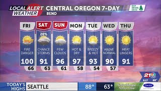Fire danger raises into the weekend with chance thunderstorms