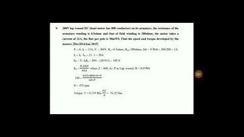 Problem on Torque Equation module 4 chapter 2 18ELE23 by Sachin Chilkandi