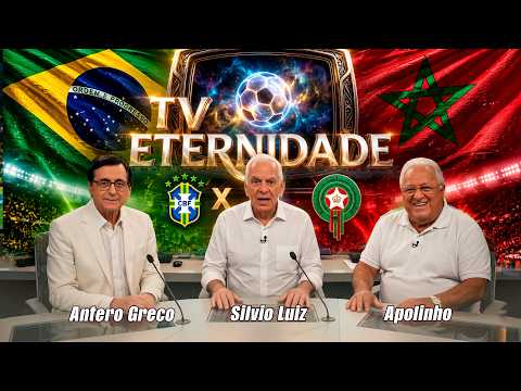 Antero Greco, Silvio Luiz e Washington Rodrigues - Transmissão Brasil x Marrocos - TV Eternidade