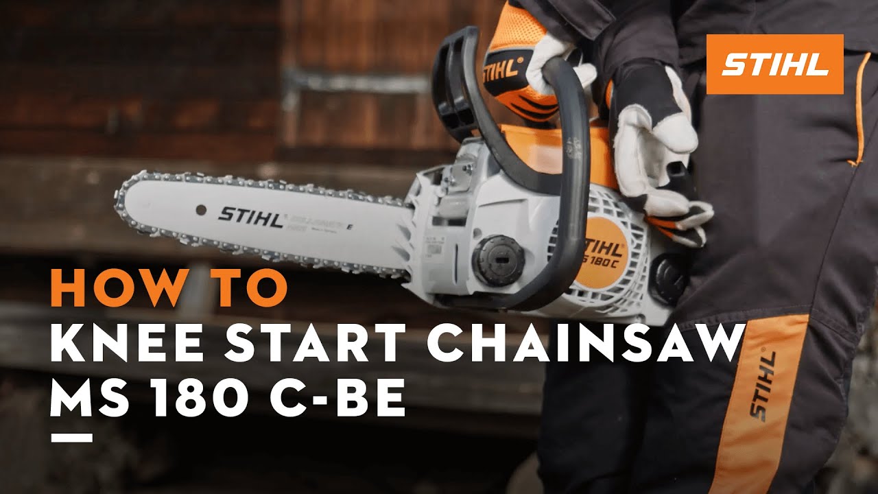 STIHL MS 180 C-BE, How to knee start your chainsaw