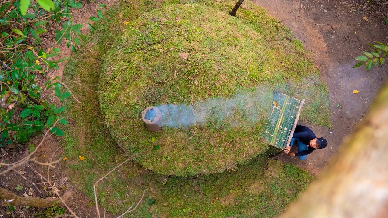 I Built a Hidden Underground Shelter in the Woods! Girl Living Off Grid ...
