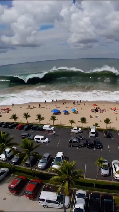 Tsunami Devastates Beach City in Seconds