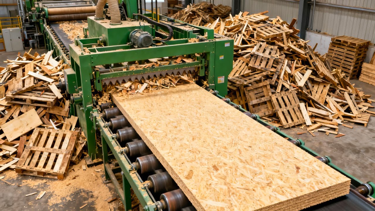 Cómo MILLONES de TABLEROS DE PARTÍCULAS se fabrican a partir de RESIDUOS DE MADERA RECICLADA