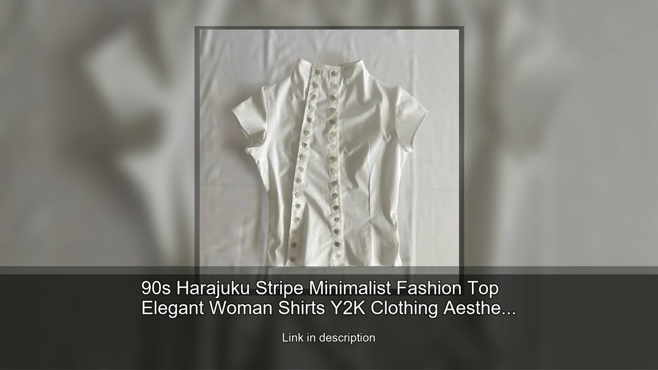 90s Harajuku Stripe Minimalist Fashion Top Elegant Woman Shirts Y2K Clothing Aesthetic Classic