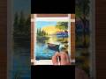 Lakeside bliss: Boat Scenery Painting #shorts #relaxing #creative #oilpastles