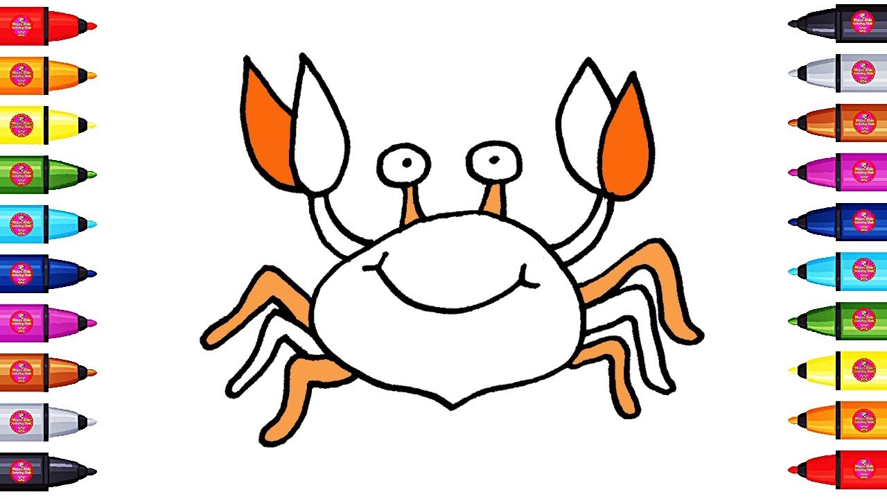 How to Draw Crab Coloring Pages for Kids | Learn Colors for Baby - YouTube