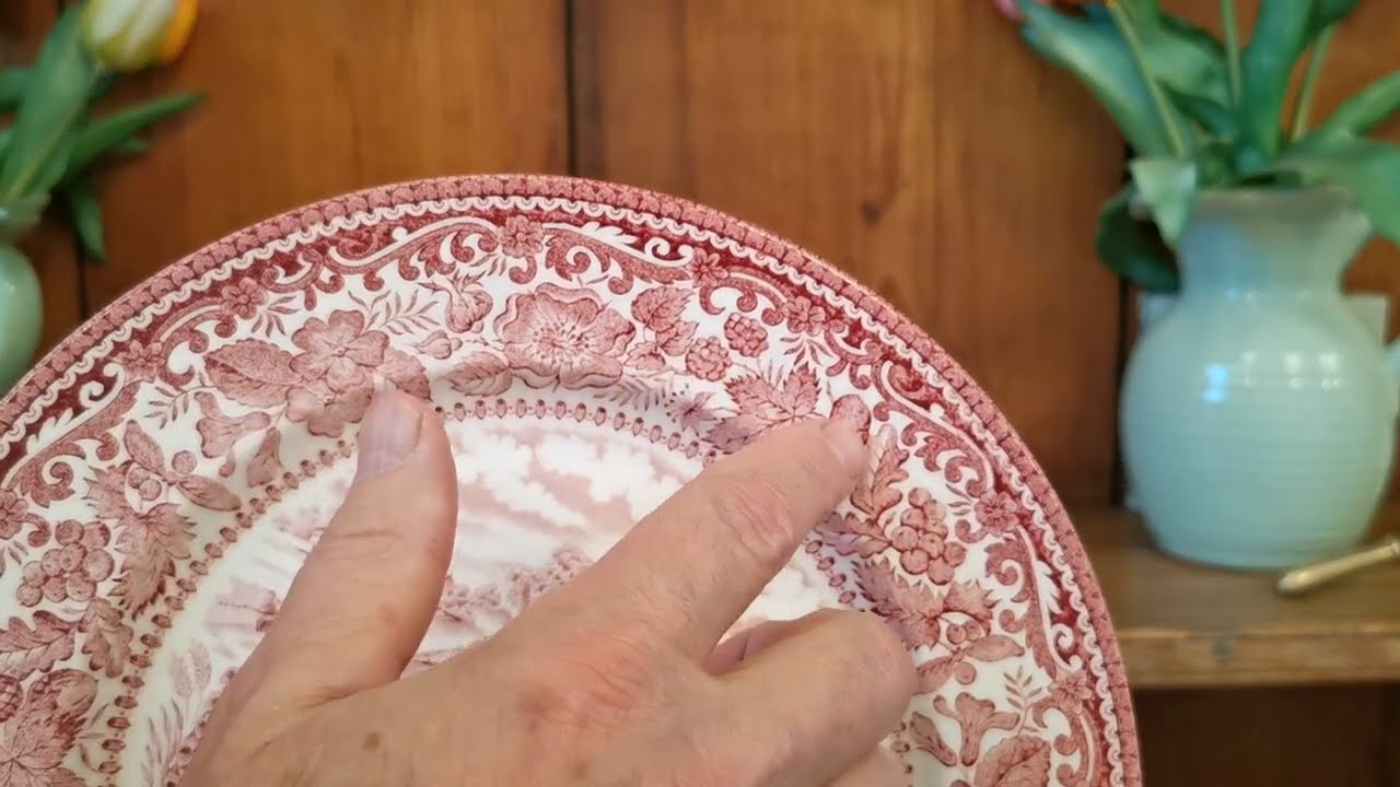 Столовая посуда из английского железного камня, красно-белая фарфоровая тарелка «Лето на домашней...