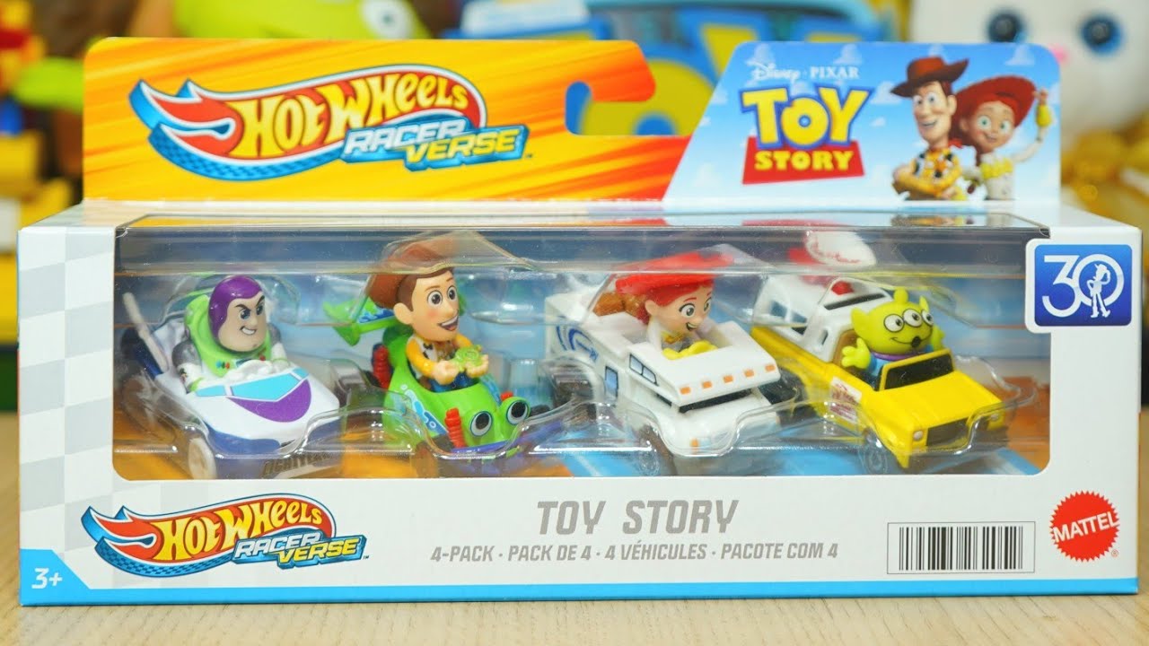 Hot Wheels RacerVerse Lot 4 Voitures - Miniatures 1/64 Avec Personnages Pop Culture, Pour Pistes