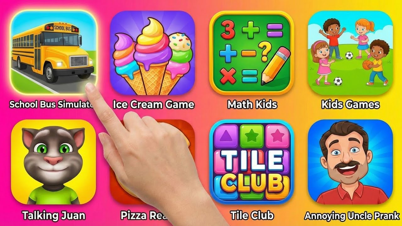 School Bus Simulator, Ice Cream Maker & Math Kids - Funny Games for Kids