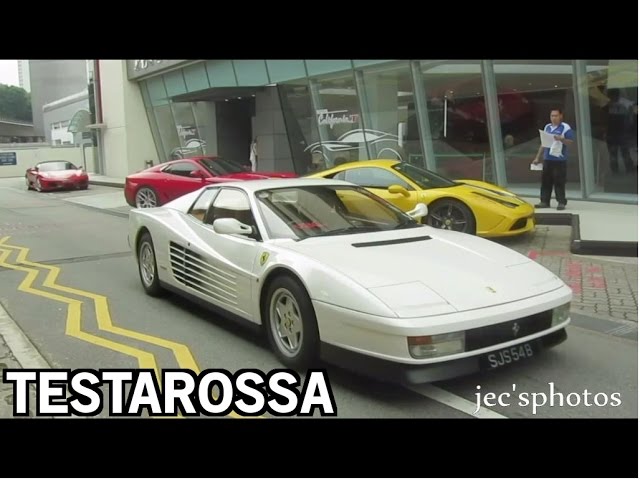 White Ferrari Testarossa in Singapore - Revs