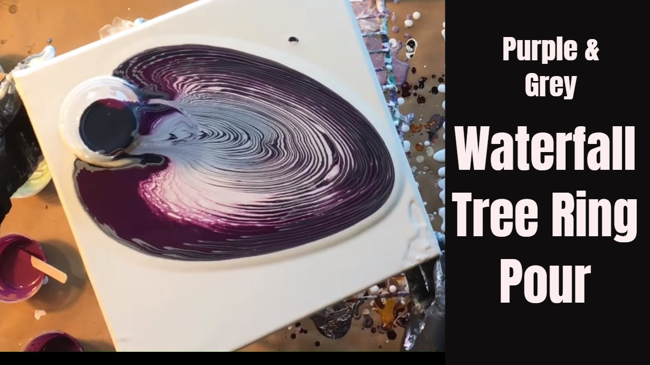 Quick PURPLE and Grey Waterfall Tree Ring Pour Tutorial - YouTube