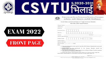 FRONT PAGE FOR EXAM 2022| CSVTU