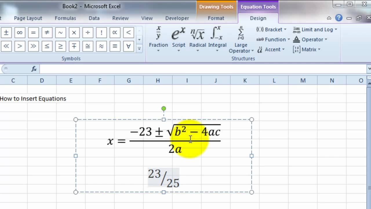 VideoExcel - How to insert Equations in Excel 14