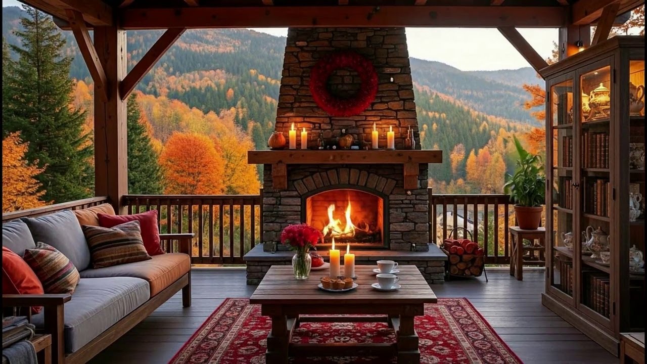Autumn Relax Jazz ?? Lakeside Porch Ambience with Smooth Study Music|
