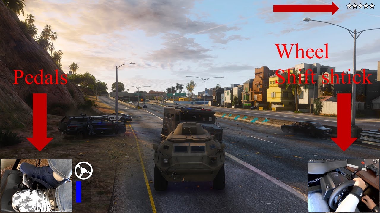 GTA 5 V REMASTERED 4K 60fps GTA5 FIVE STAR police chase shift stick | RTX 3090 | Logitech G920