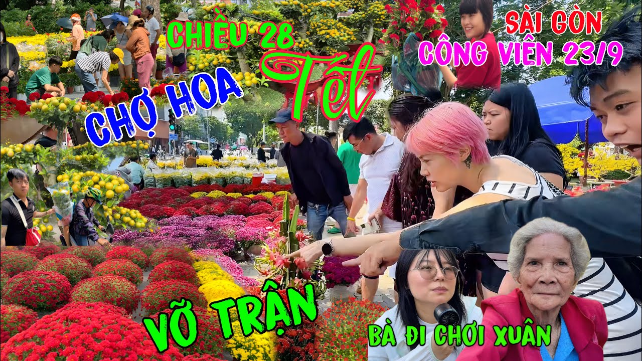 Chợ hoa Công Viên 23/9 Sài Gòn chiều 28 Tết”VỠ TRẬN”nhiều chủ vườn bán sạch giá rẻ vài chục nghìn.