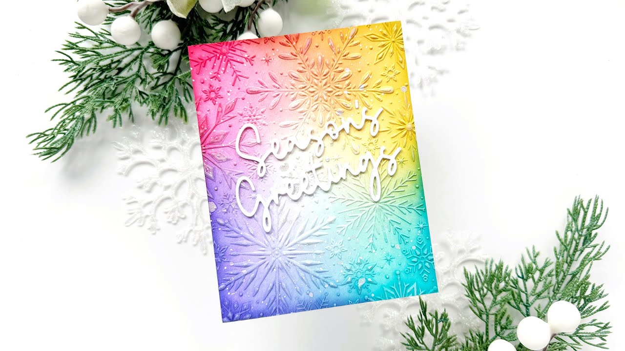 Rainbow Snowflake Background With 3D Embossing Folder