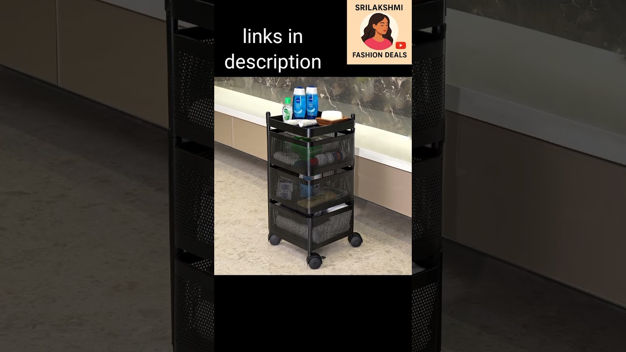 3-Layer Metal Kitchen Storage Trolley | Space Saver | 3-लेयर मेटल किचन स्टोरेज ट्रॉली | स्पेस सेविंग