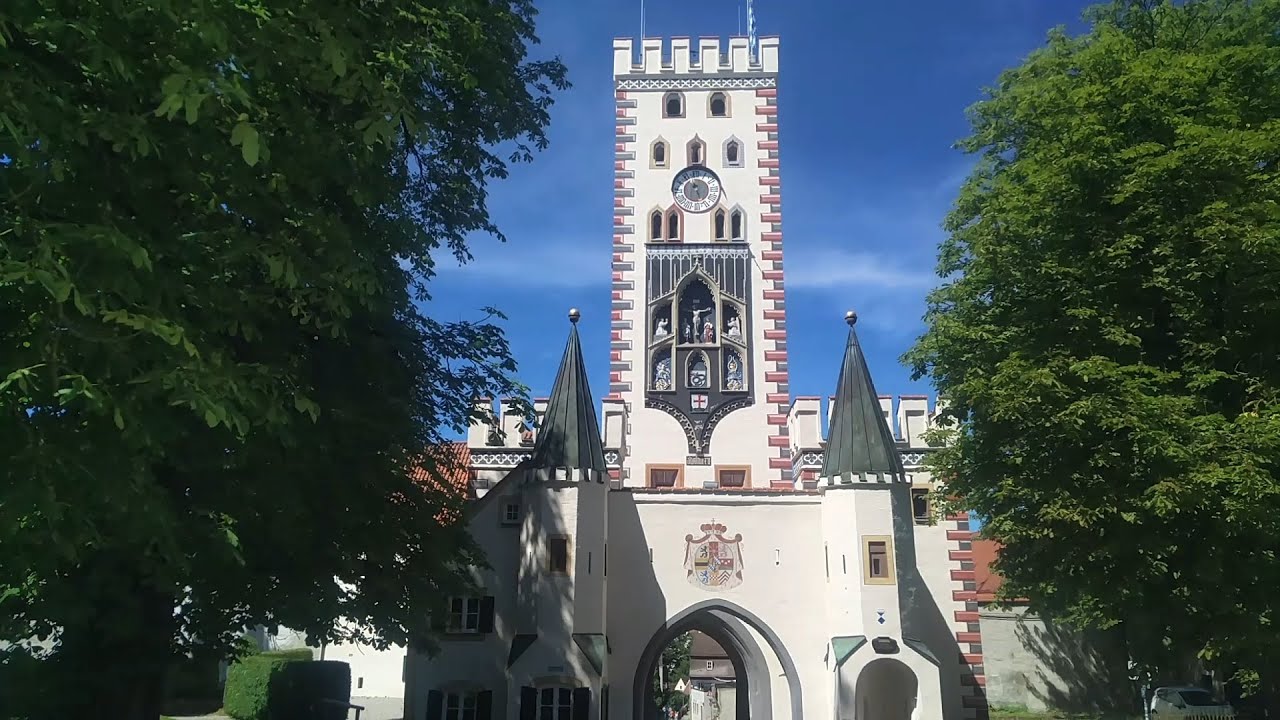 Экскурсия по Ландсбергу-на-Лехе (прогулка; Бавария, Германия; Landsberg-am-Lech, Bavaria, Germany)